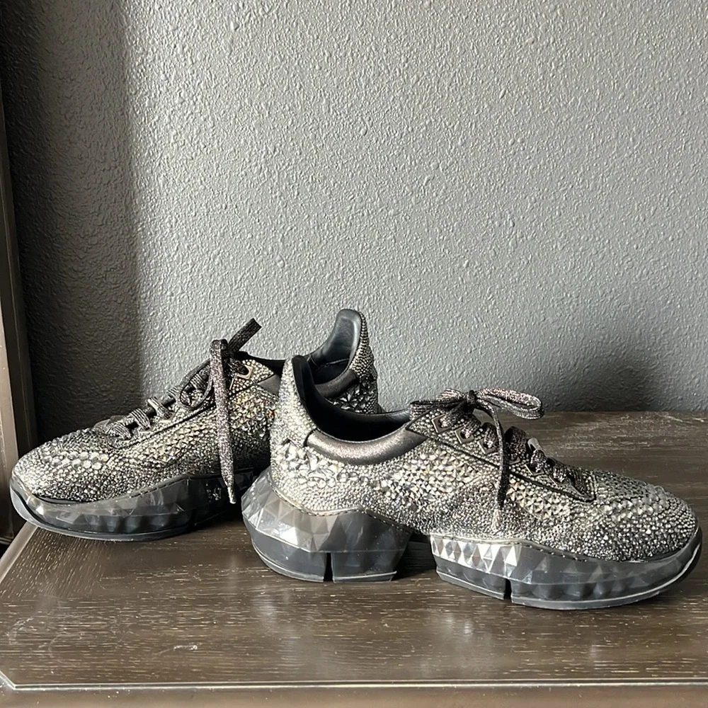 Authentic Jimmy Choo Diamond Crystal Embellished Sneakers - Picture 9 of 12